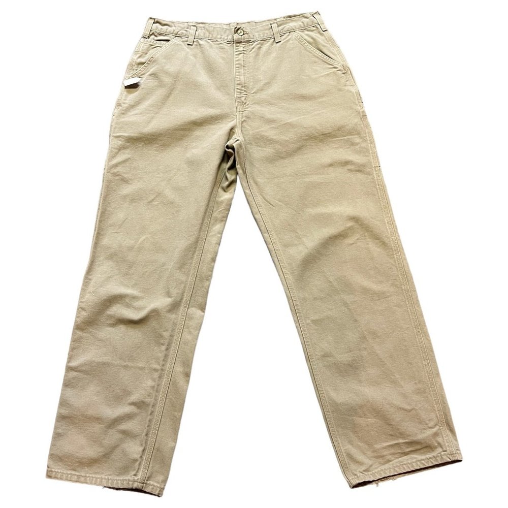 Carhartt Khaki Pants Mens 38x34 Dungaree Fit Tan Beige B11 DES Workwear